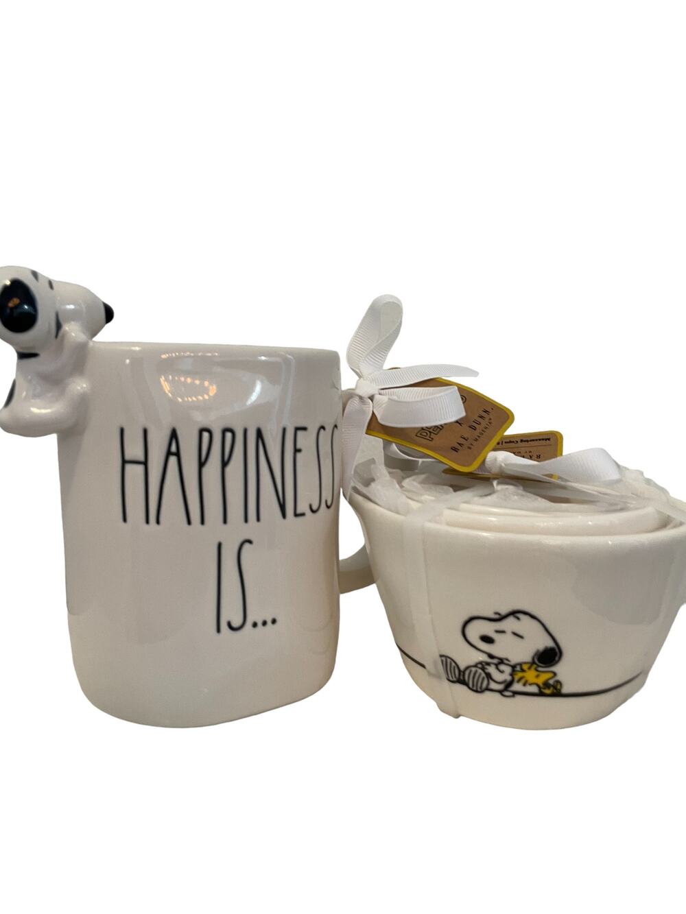 NEW Rae Dunn Peanuts Snoopy Happiness Is...Coffee Mug and Measuring Cup Gift Set